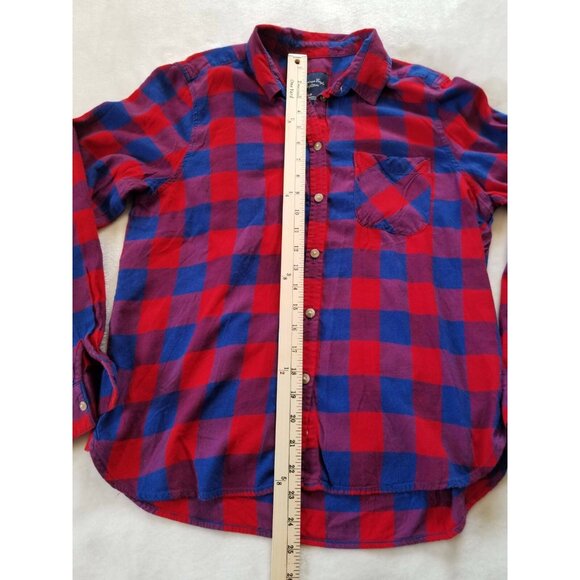 AMERICAN EAGLE Plaid Boyfriend Women's Large Shirt Lumberjack Shacket Jacket - Picture 5 of 8